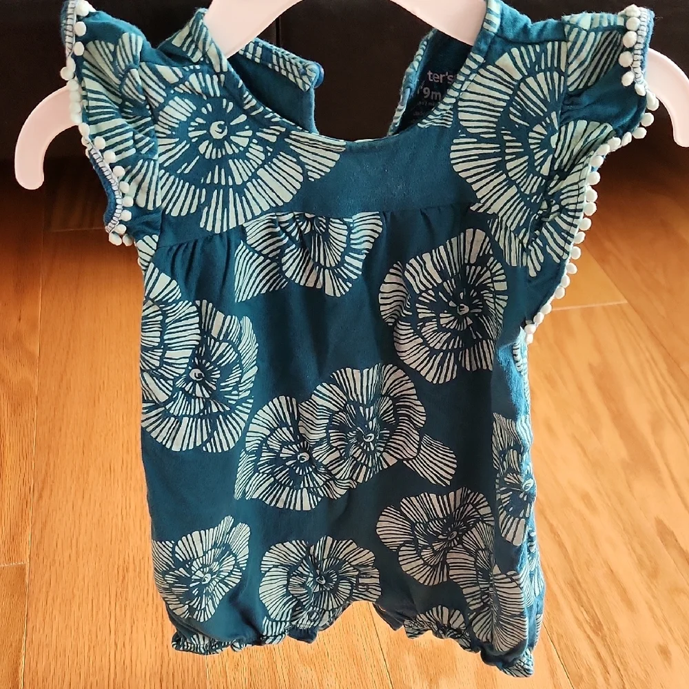 Carter's Teal Baby Romper 9 Months